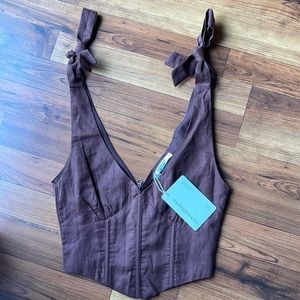 Chocolate Brown Pepper Mayo Parisian Life Linen Bustier